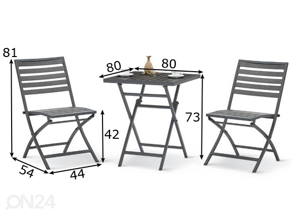 Puutarhakalusteet Pudong pöytä + 2 tuolia AQ-455993   Sisustustavaratalo