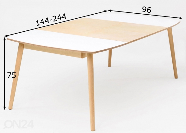 Radis удлиняющийся обеденный стол Nam-Nam 96x144-244 cm размеры