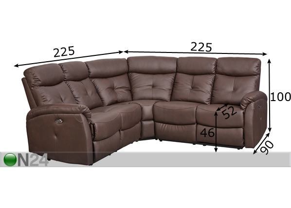 Recliner угловой диван с механизмом подножки Lotus размеры