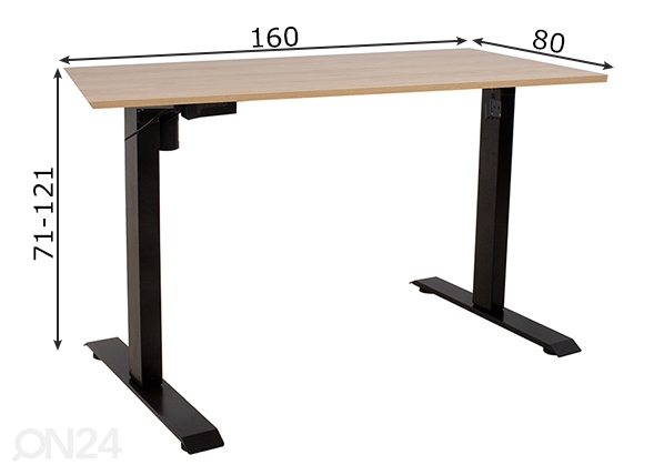 Reguleeritav laud Ergo 160x80 cm, 1 mootor mõõdud