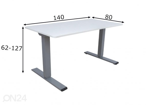 Reguleeritav laud Ergo Optimal 140x80 cm, 2 mootorit mõõdud