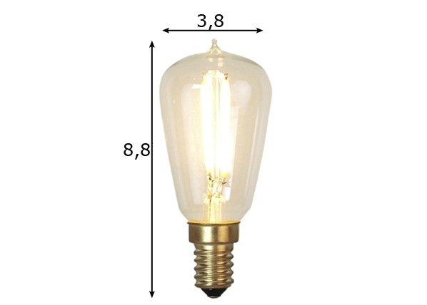 Reguleeritava valgusega LED pirn E14 1,8 W mõõdud