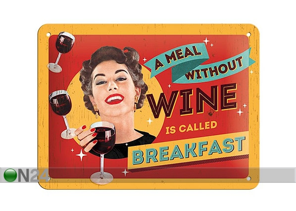 Retro metallposter A meal without wine 15x20cm