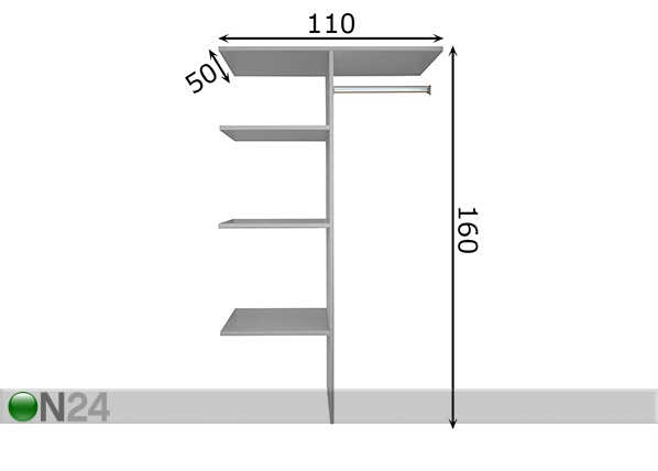 Riidekapijaotus 763 (110 cm) mõõdud
