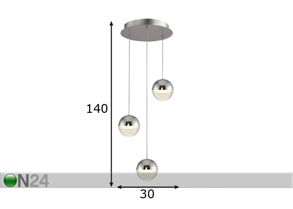 Rippvalgusti Doris-3 LED mõõdud