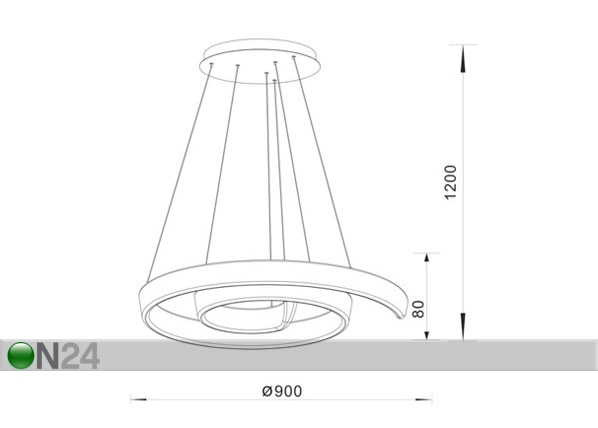 Rippvalgusti Falcon LED Ø 90 cm mõõdud