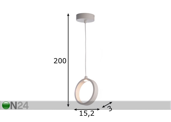 Rippvalgusti White Circle LED mõõdud