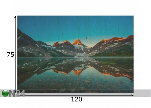 Seinapilt puidul Mountain landscape at Lake Magog in Canada 75x120 cm mõõdud