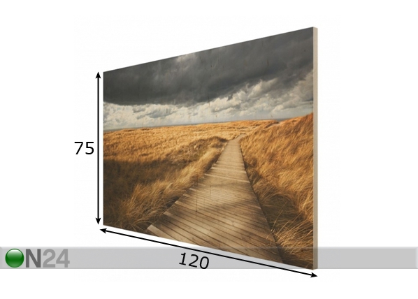 Seinapilt puidul Pathway Through The Dunes 75x120 cm mõõdud