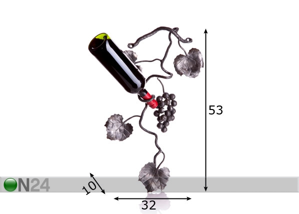 Sepistatud viinamarjaväät veinipudelihoidja mõõdud