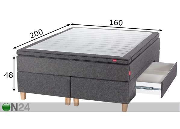 Sleepwell Black континентальная кровать с ящиком 160x200 cm размеры