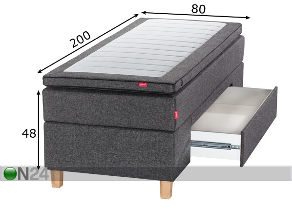 Sleepwell Black континентальная кровать с ящиком 80x200 cm размеры