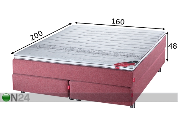 Sleepwell Red Continental voodi hard 160x200 cm mõõdud