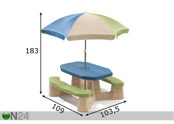 Step2 Столик для пикника с зонтом размеры