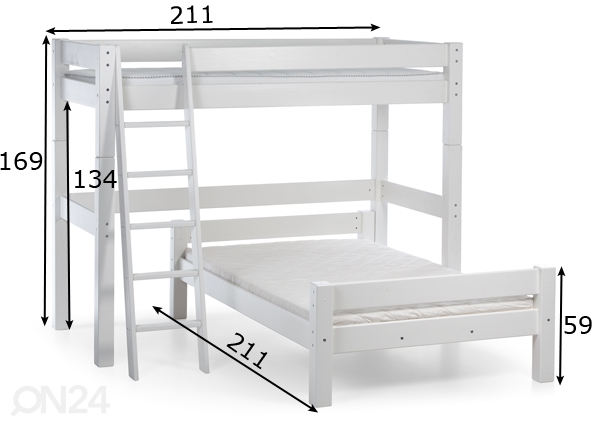 Suwem двухъярусная кровать Lahe 120/90x200 cm размеры
