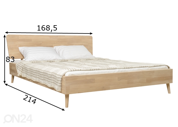 Tammepuidust voodi Scan 160x200 cm, valge õli mõõdud