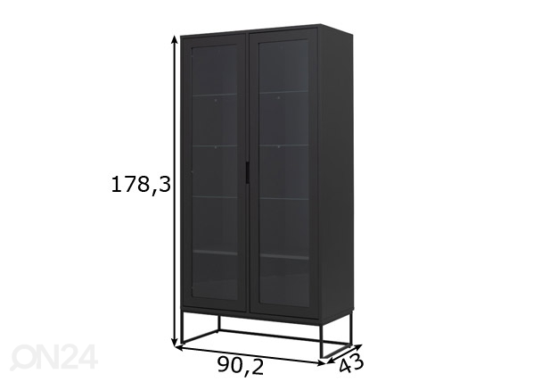 Tenzo шкаф-витрина Lipp, чёрный размеры