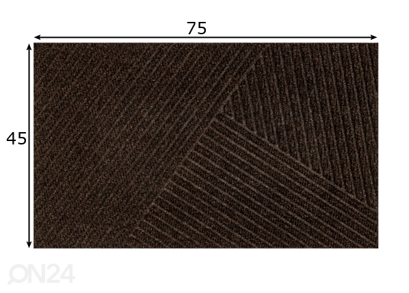 Uksematt Dune Stripes dark brown 45x75 cm mõõdud