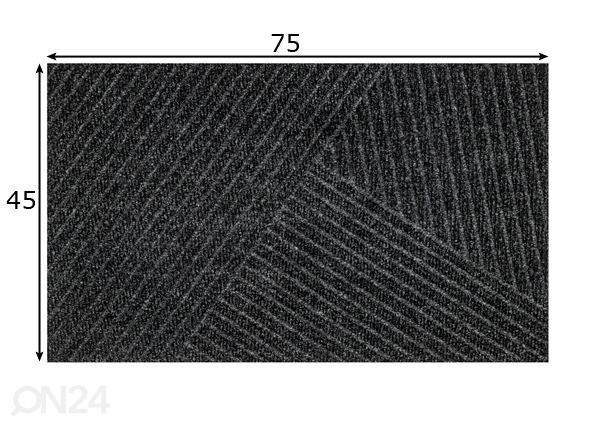 Uksematt Dune Stripes dark grey 45x75 cm mõõdud