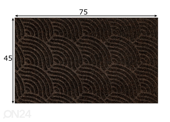 Uksematt Dune Waves dark brown 45x75 cm mõõdud