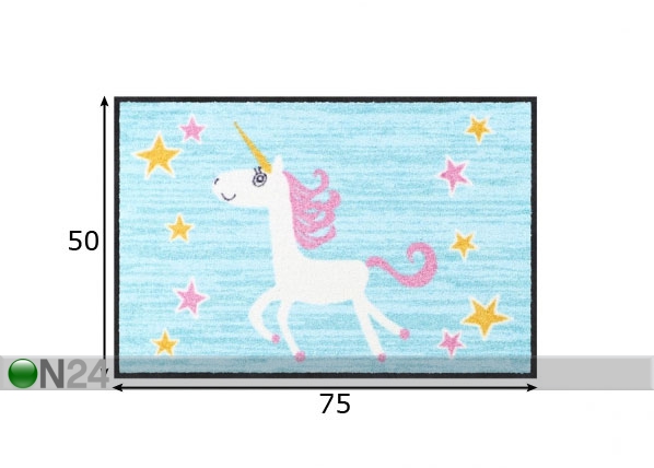 Uksematt Happy Unicorn 50x75 cm mõõdud
