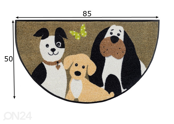 Uksematt Round Dog Trio 50x85 cm mõõdud