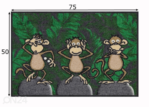 Uksematt Three Monkeys 50x75 cm mõõdud