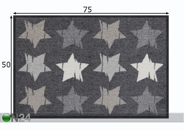 Uksematt Wood Stars grey 50x75 cm mõõdud