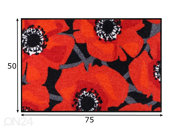 Vaip Bloom Poppy Black 50x75 cm mõõdud