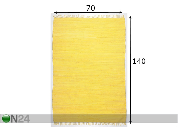 Vaip Happy Cotton 70x140 cm, kollane mõõdud