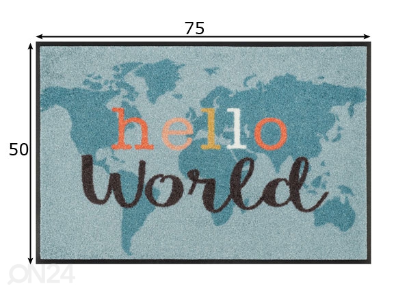 Vaip Hello World 50x75 cm mõõdud
