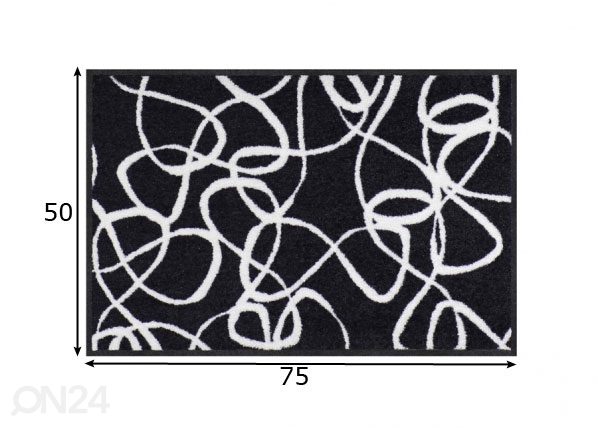 Vaip Ink Lines black white 50x75 cm mõõdud