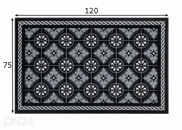 Vaip Kitchen Tiles black 75x120 cm mõõdud
