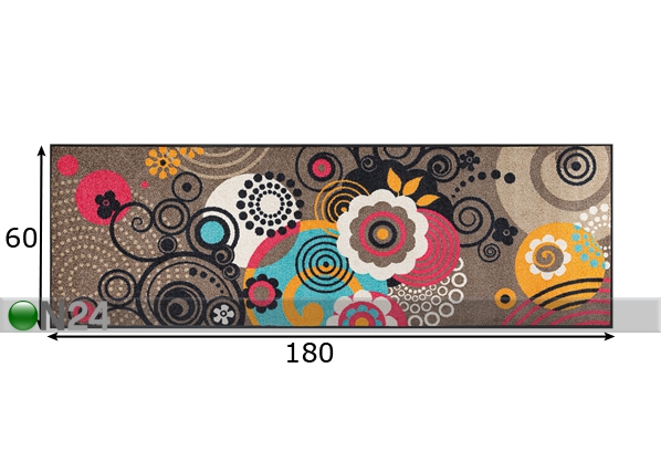 Vaip Loops and Flowers taupe 60x180 cm mõõdud