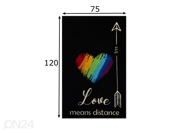 Vaip Love means distance 75x120 cm mõõdud