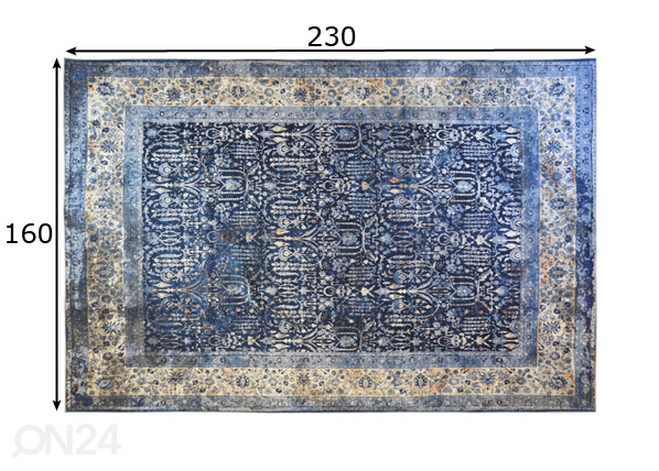 Vaip Tabriz Blue 160x230 cm mõõdud