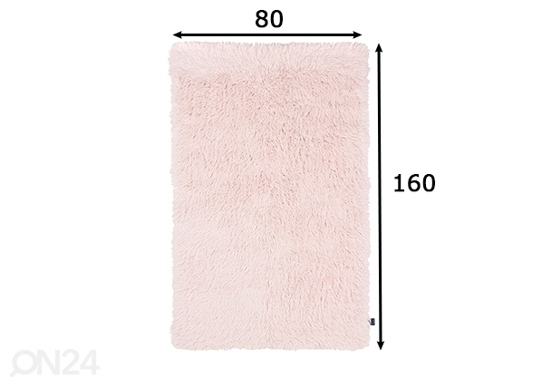 Vaip Tom Tailor Fluffy Uni 80x160 cm, roosa mõõdud