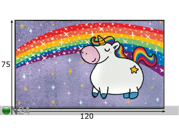 Vaip Unicorn Rainbow 75x120 cm mõõdud