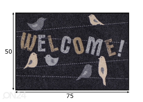 Vaip Welcome Birds 50x75 cm mõõdud