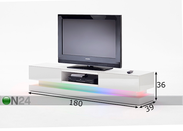 Valge LED valgustusega TV-alus Step mõõdud