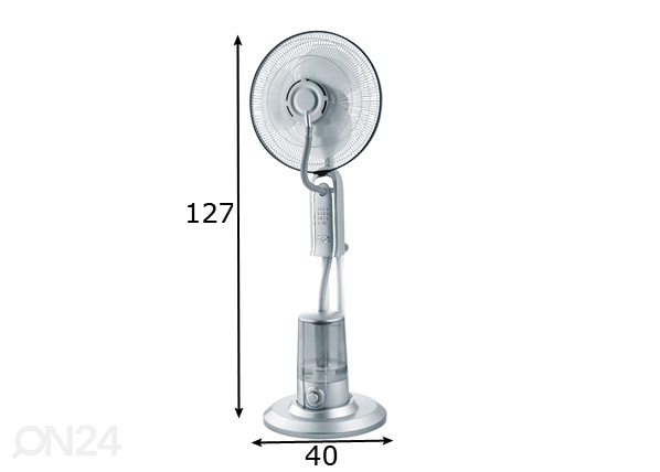 Ventilaator koos õhuniisutajaga mõõdud