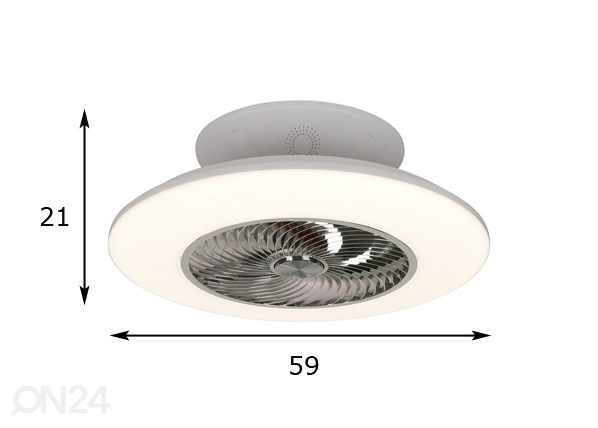 Ventilaatoriga lamp Skyler LED 40 W + pult mõõdud