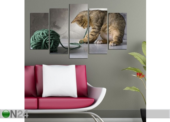 Viieosaline seinapilt Cats I, 100x60 cm