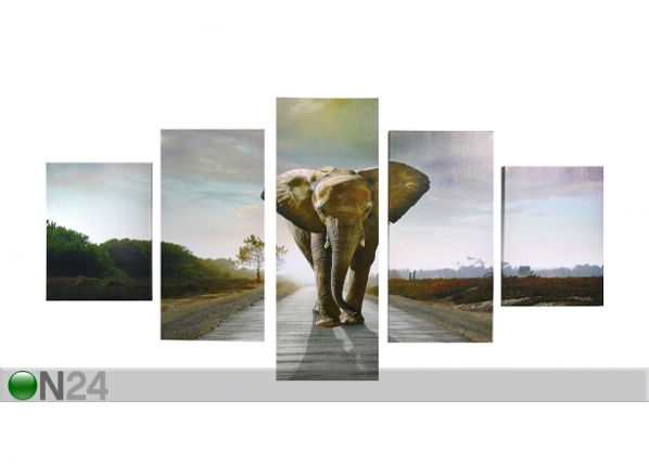 Viieosaline seinapilt Elephant I 160x80 cm