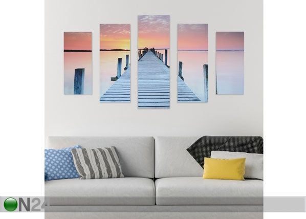 Viieosaline seinapilt Footbridge & Sunset 160x60 cm