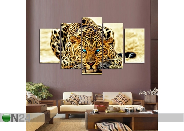 Viieosaline seinapilt Leopard 160x80 cm