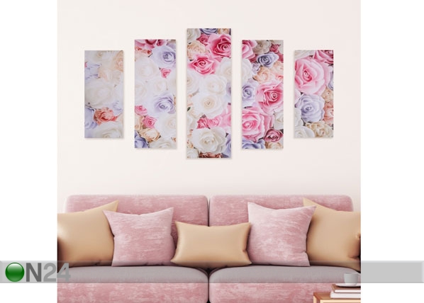 Viieosaline seinapilt Rose Petals 160x60 cm