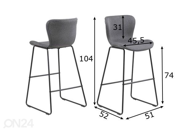 Барные стулья Batilda, 2 шт размеры