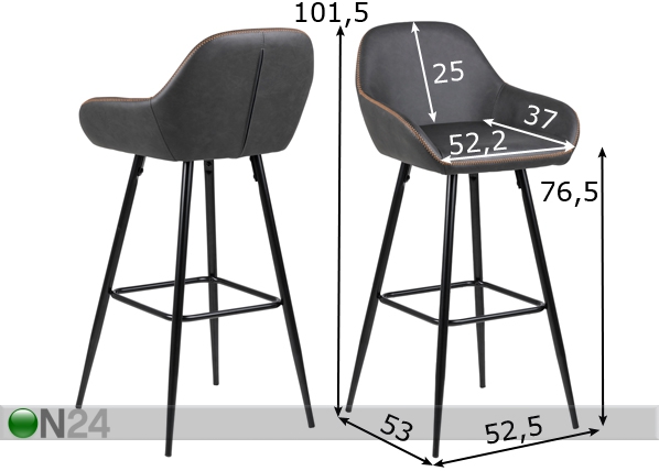 Барные стулья Candis 2 шт размеры