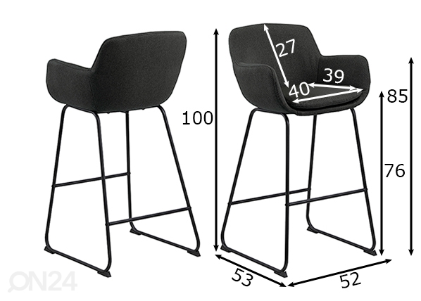 Барные стулья Year, 2 шт размеры